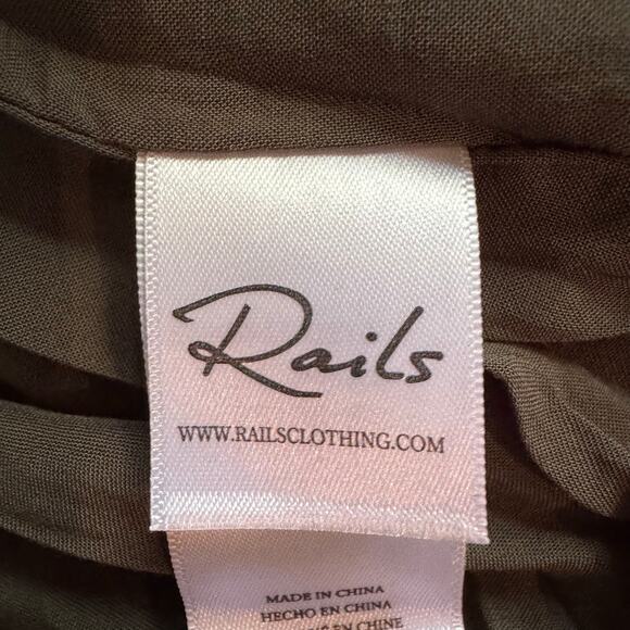 Rails Dress Clement Button-Front Belted Midi Linen Blend Green Minimalist S NWT - Picture 10 of 12